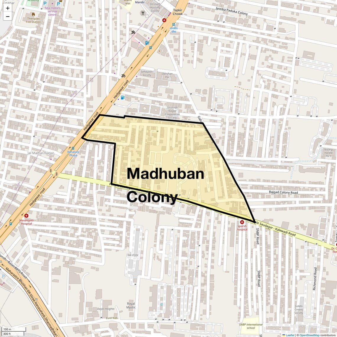 Location Map of Madhuban Colony, Pune
