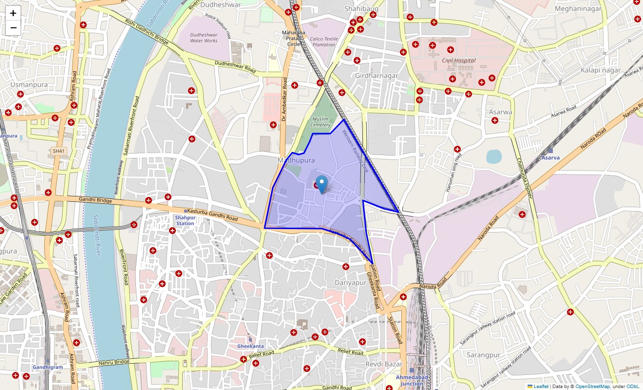 Location Map of Madhupura, Ahmedabad