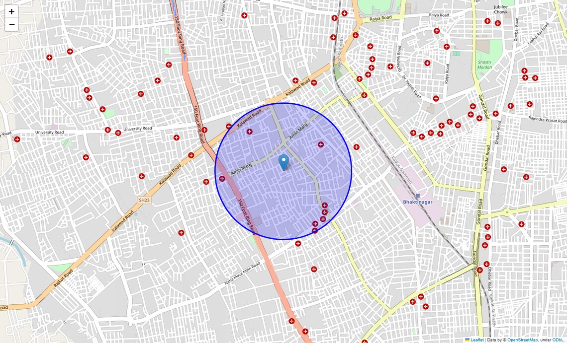 Location Map of Madhur Nagar, Rajkot