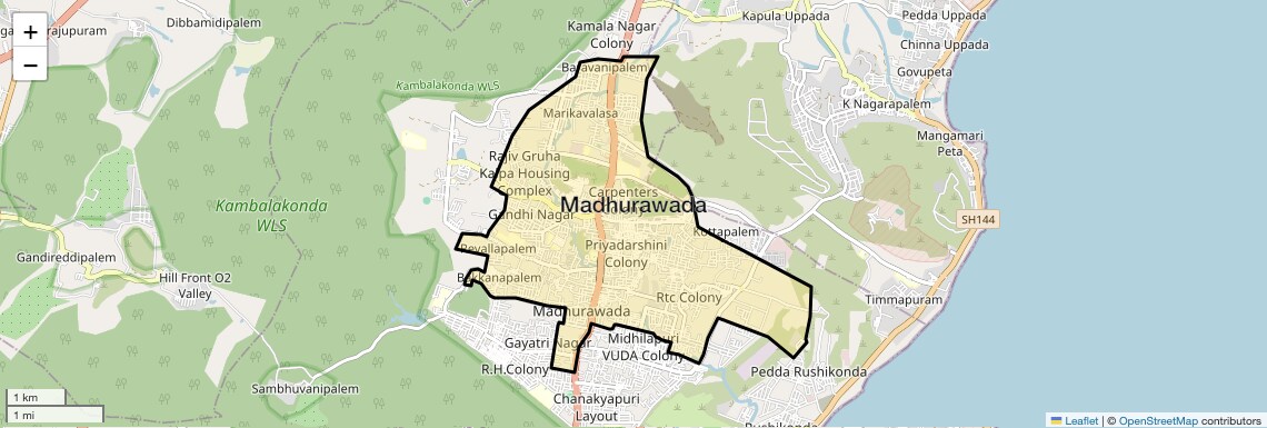 Location Map of Madhurawada, Vizag