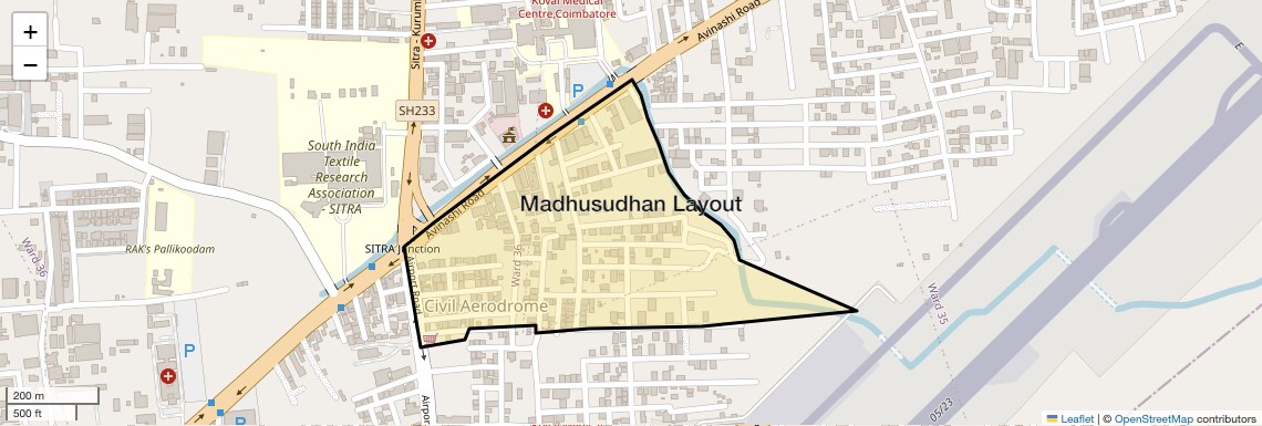 Location Map of Madhusudhan Layout, Coimbatore