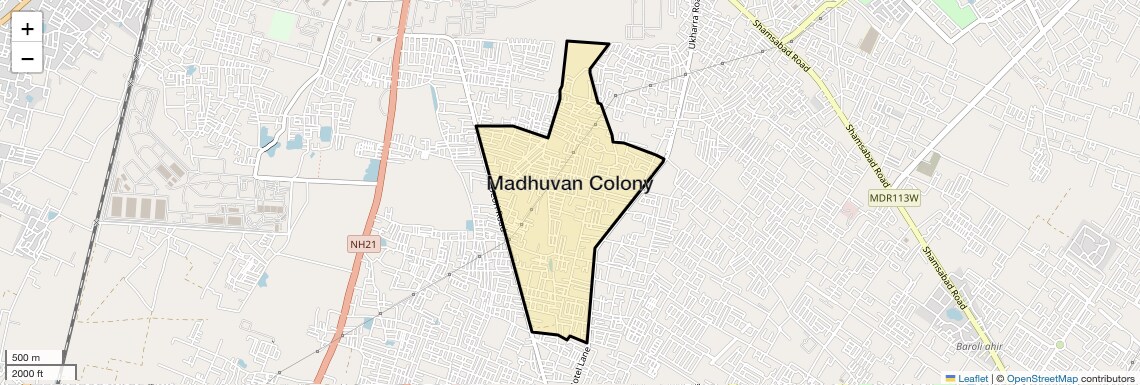 Location Map of Madhuvan Colony, Agra