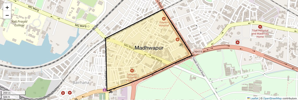 Location Map of Madhwapur, Allahabad