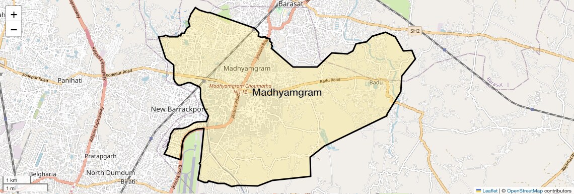 Location Map of Madhyamgram, Kolkata