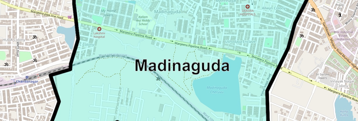 Location Map of Madinaguda, Hyderabad
