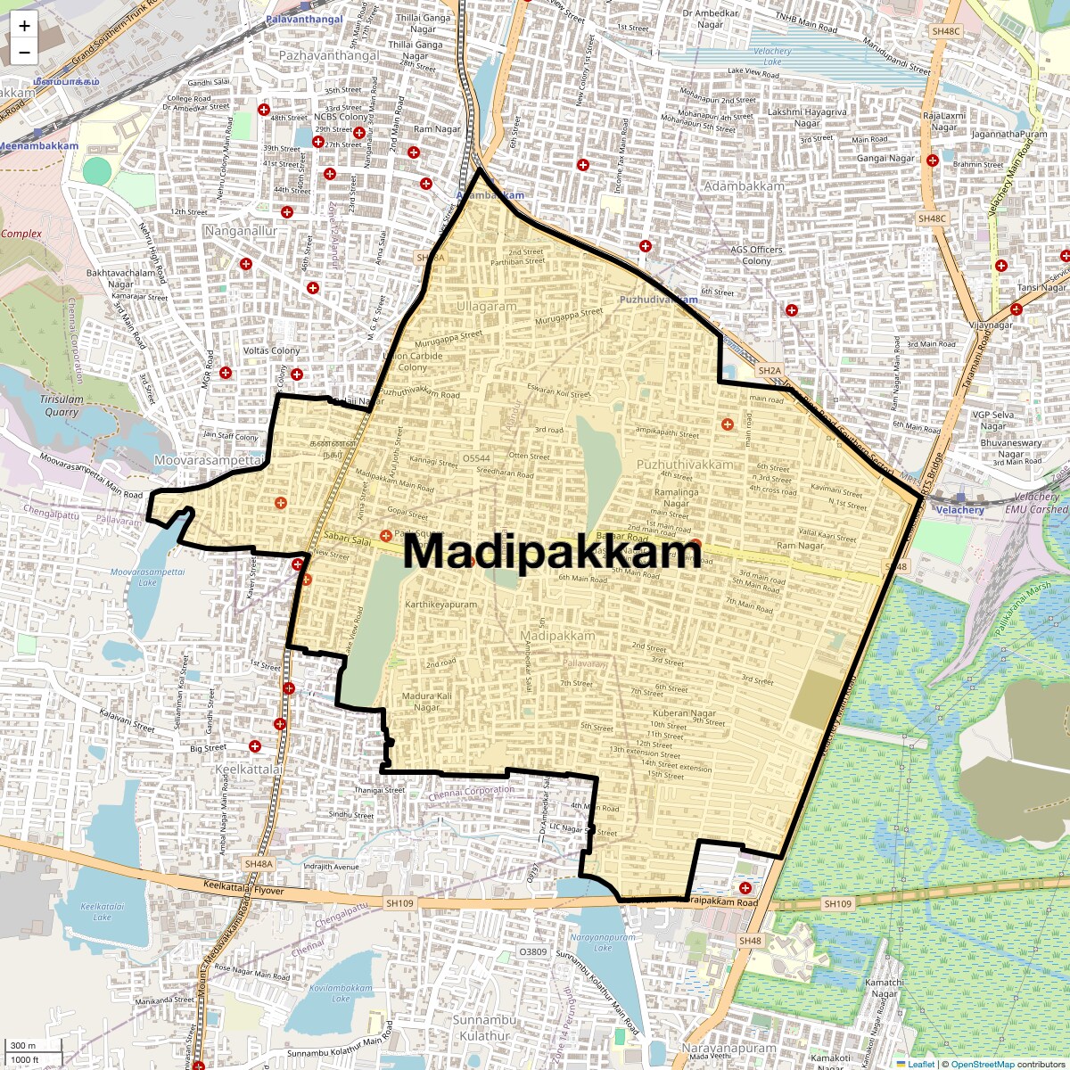 Location Map of Madipakkam, Chennai