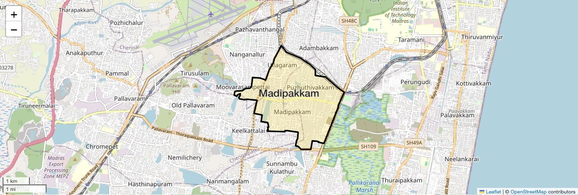Location Map of Madipakkam, Chennai