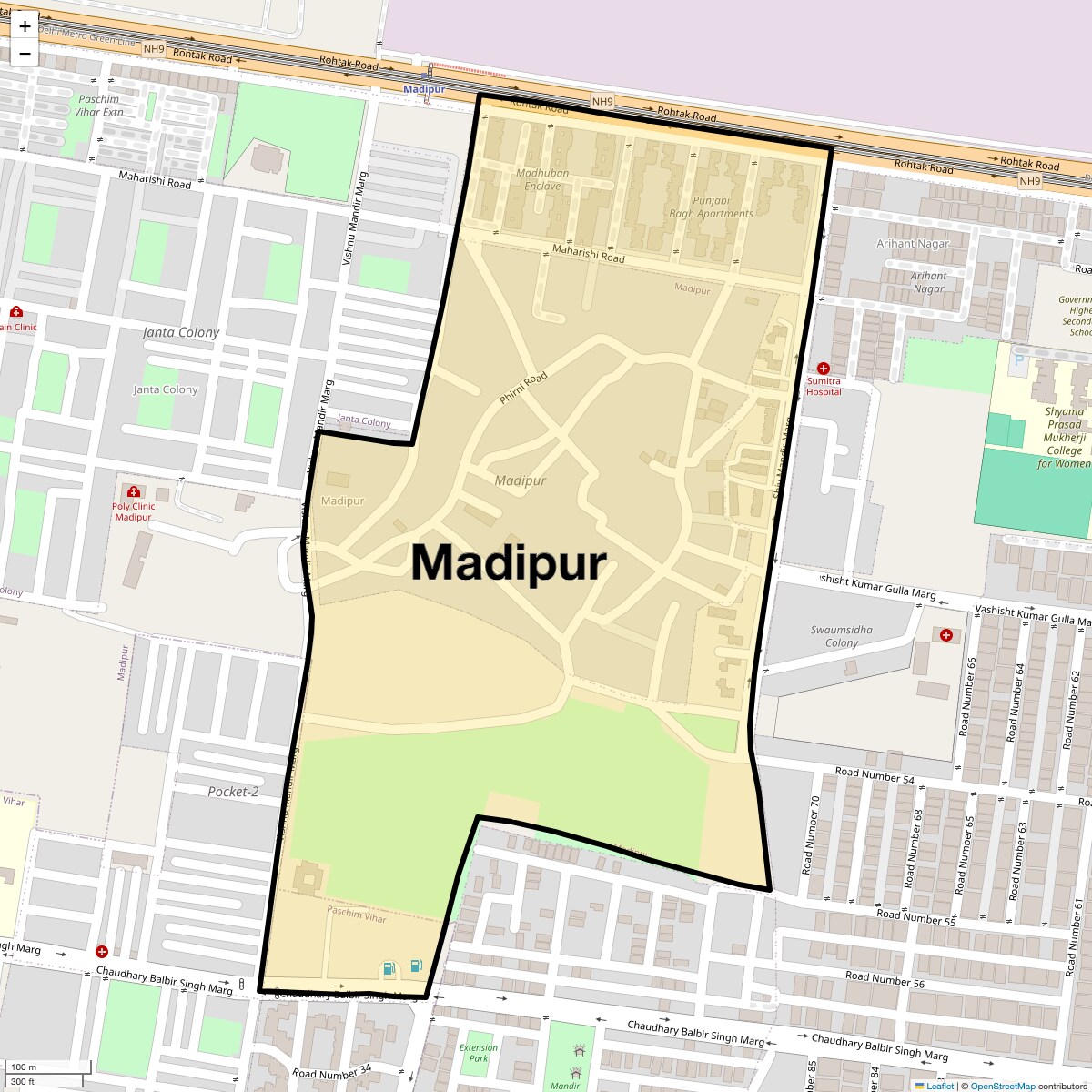 Location Map of Madipur, Delhi