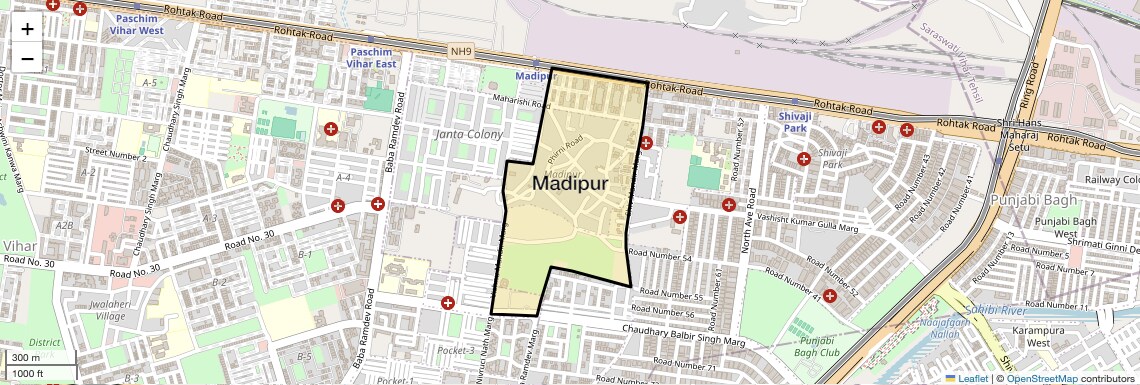 Location Map of Madipur, Delhi