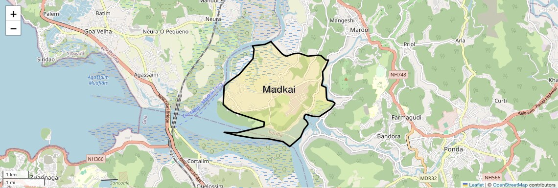Location Map of Madkai, Goa