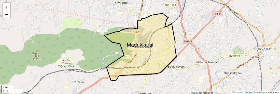 Location Map of Madukkarai, Coimbatore