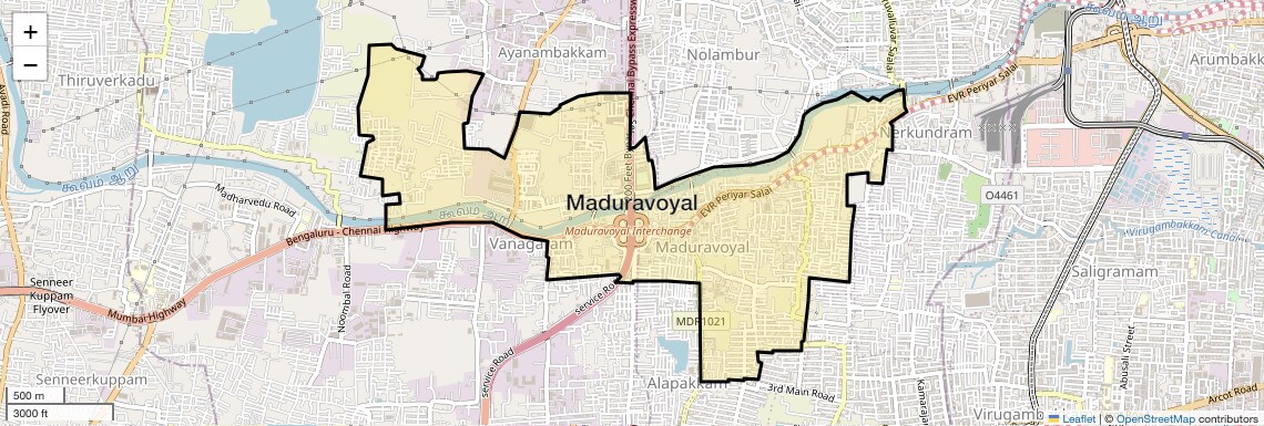 Location Map of Maduravoyal, Chennai