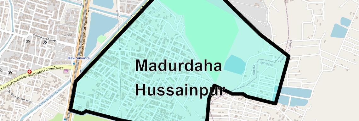 Location Map of Madurdaha Hussainpur, Kolkata