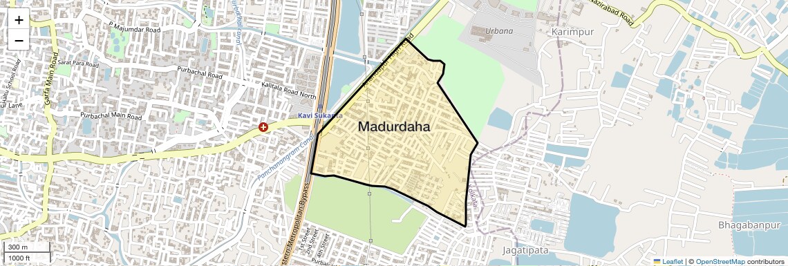 Location Map of Madurdaha, Kolkata