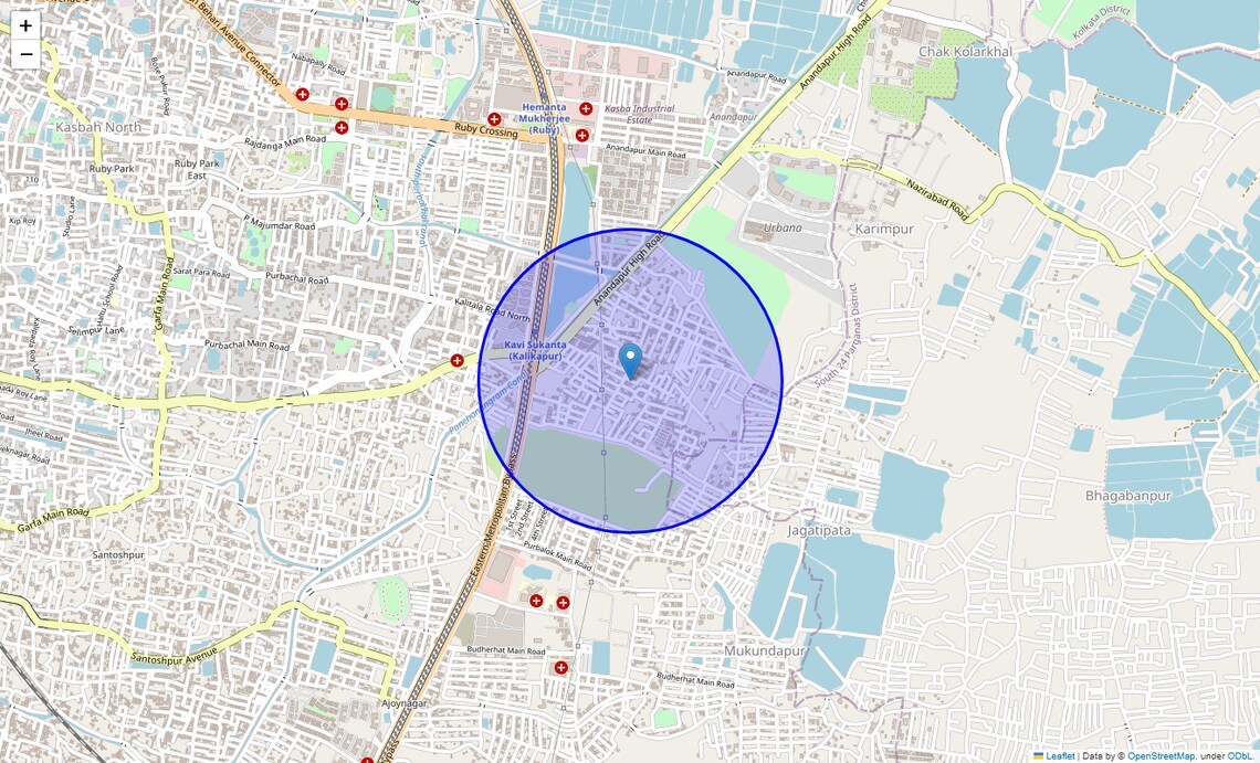 Location Map of Madurdaha, Kolkata