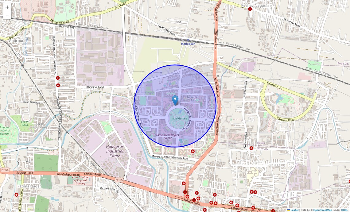 Location Map of Magarpatta, Pune