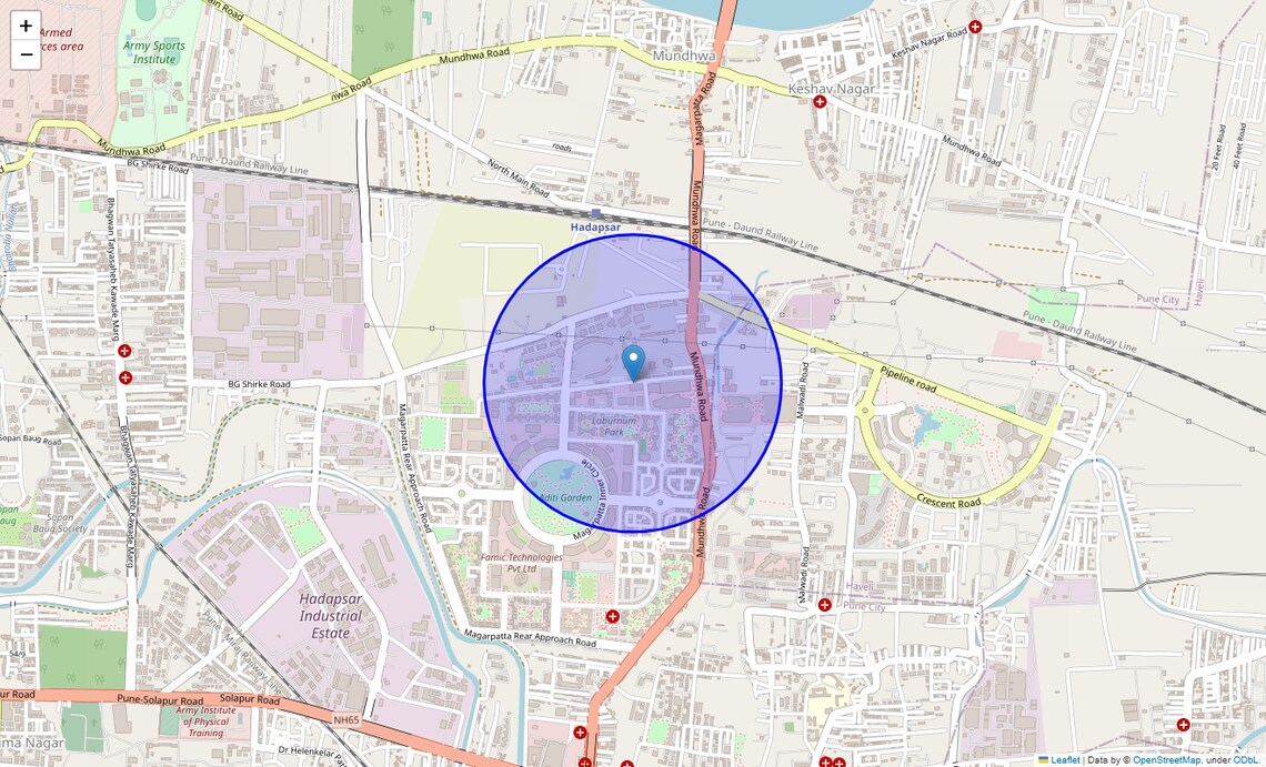 Location Map of Magarpatta Road, Pune