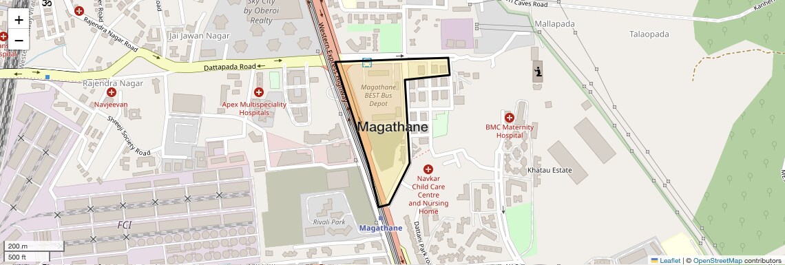 Location Map of Magathane, Mumbai