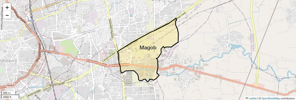 Location Map of Magob, Surat