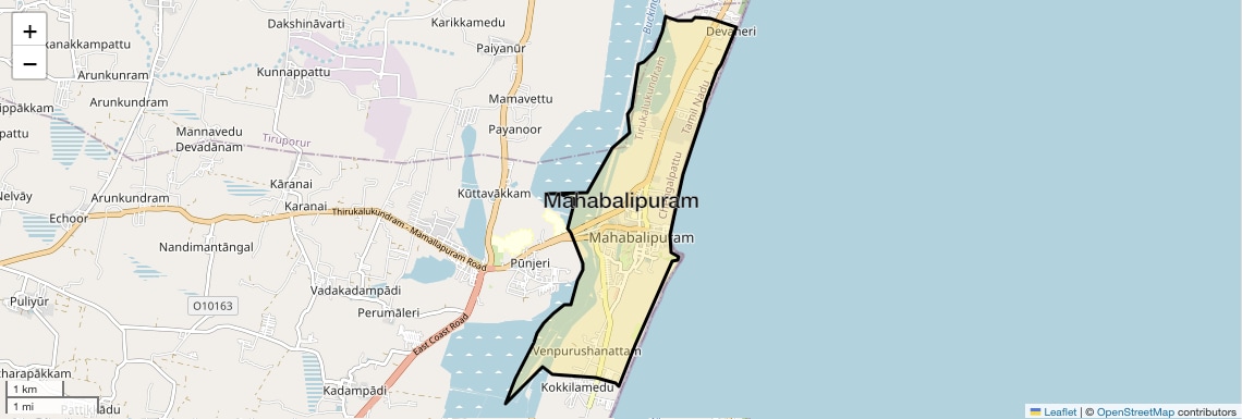 Location Map of Mahabalipuram, Chennai