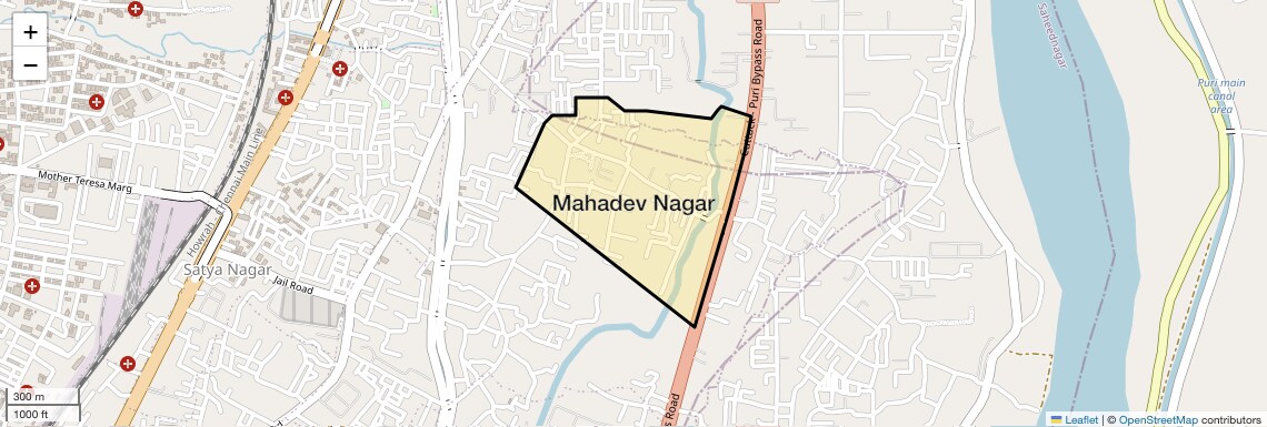 Location Map of Mahadev Nagar, Bhubaneswar