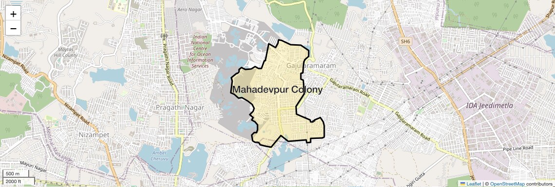Location Map of Mahadevpur Colony, Hyderabad