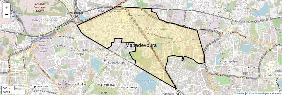 Location Map of Mahadevpura, Bangalore