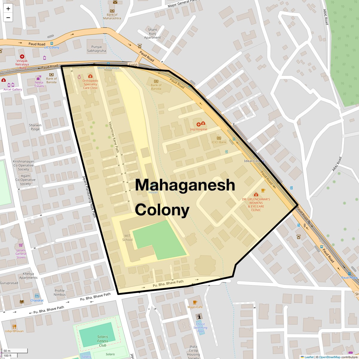Location Map of Mahaganesh Colony, Pune