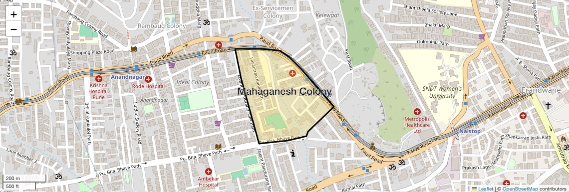 Location Map of Mahaganesh Colony, Pune