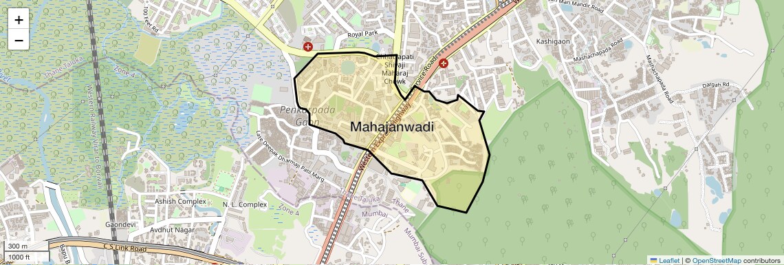 Location Map of Mahajanwadi, Thane