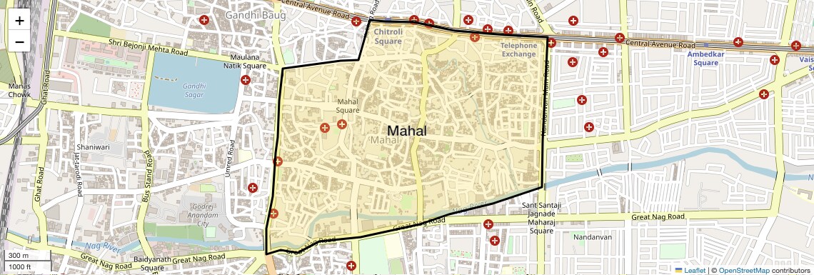 Location Map of Mahal, Nagpur
