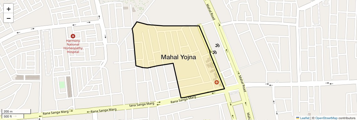Location Map of Mahal Yojna, Jaipur