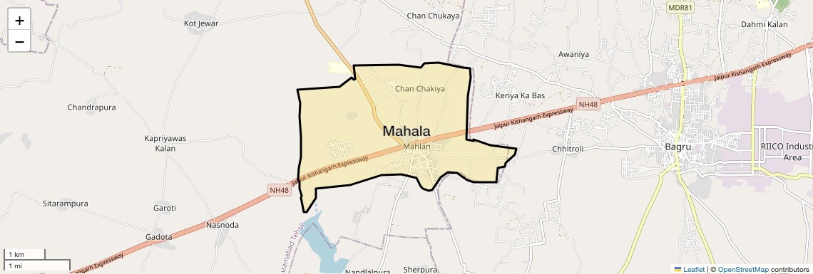 Location Map of Mahala, Jaipur