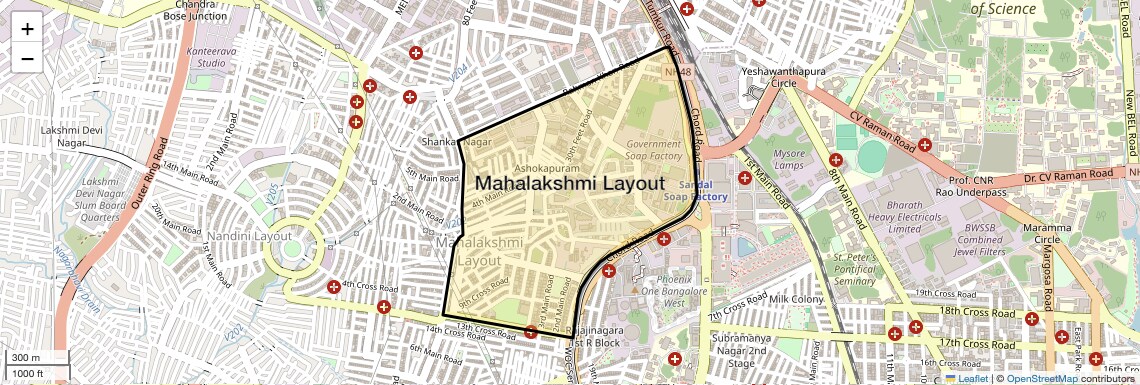 Location Map of Mahalakshmi Layout, Bangalore