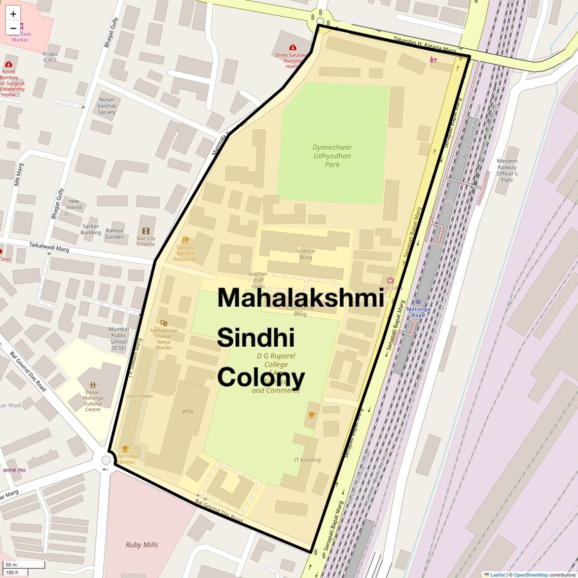 Location Map of Mahalakshmi Sindhi Colony, Mumbai