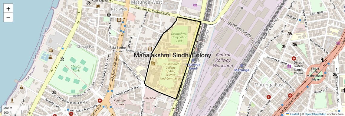Location Map of Mahalakshmi Sindhi Colony, Mumbai