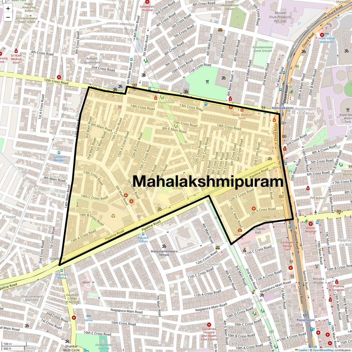 Location Map of Mahalakshmipuram, Bangalore