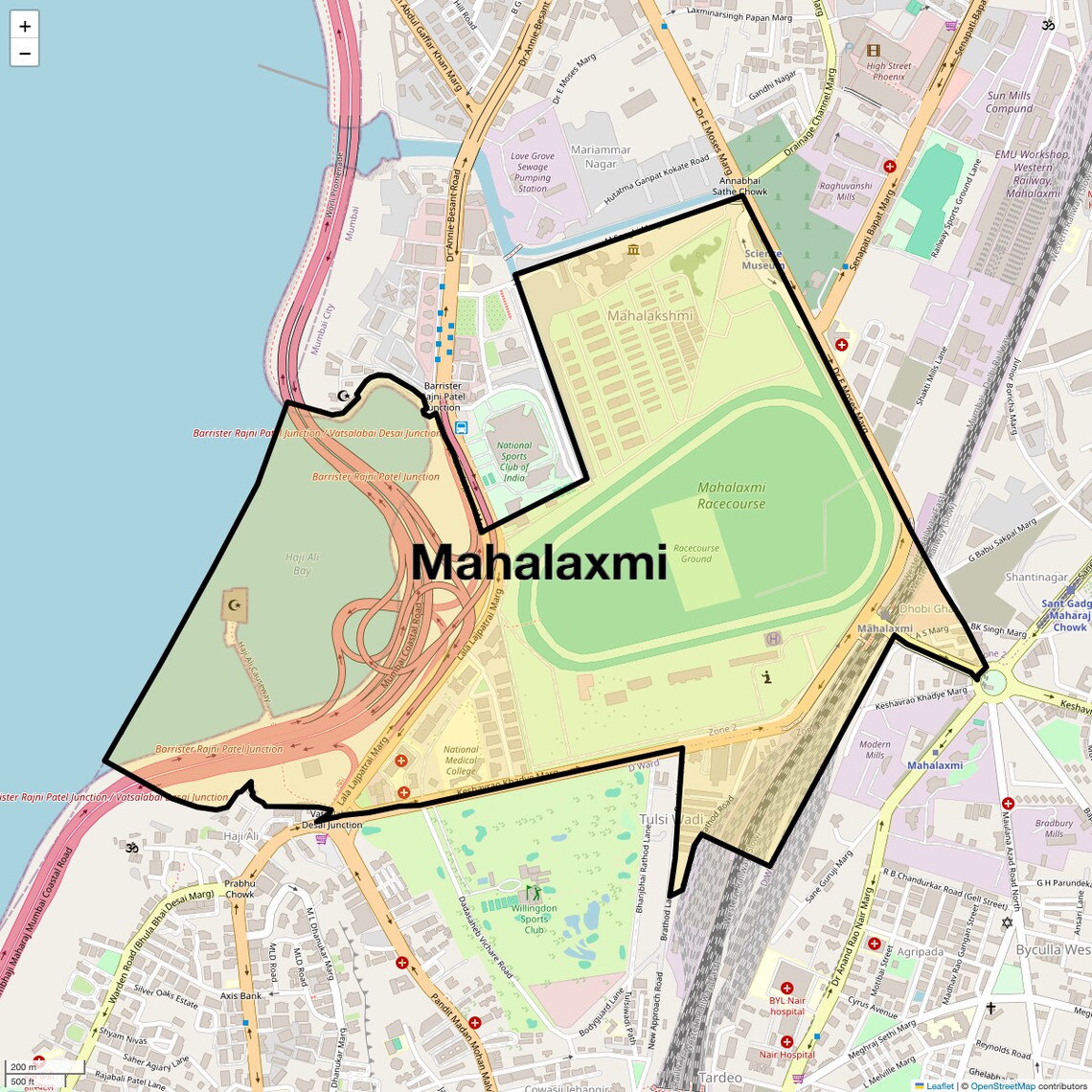 Location Map of Mahalaxmi, Mumbai
