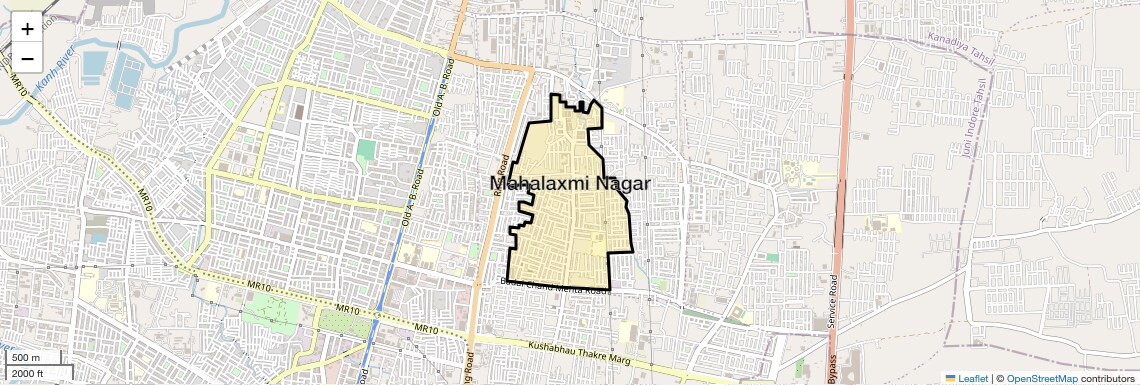 Location Map of Mahalaxmi Nagar, Indore