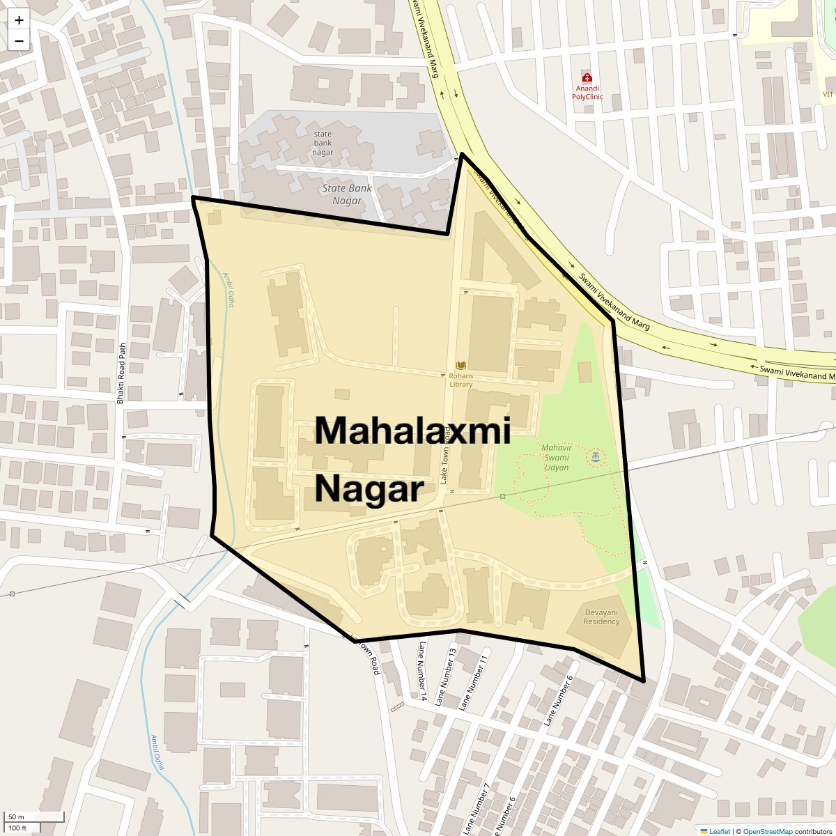 Location Map of Mahalaxmi Nagar, Pune