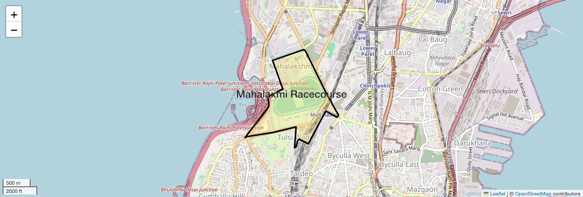Location Map of Mahalaxmi Racecourse, Mumbai