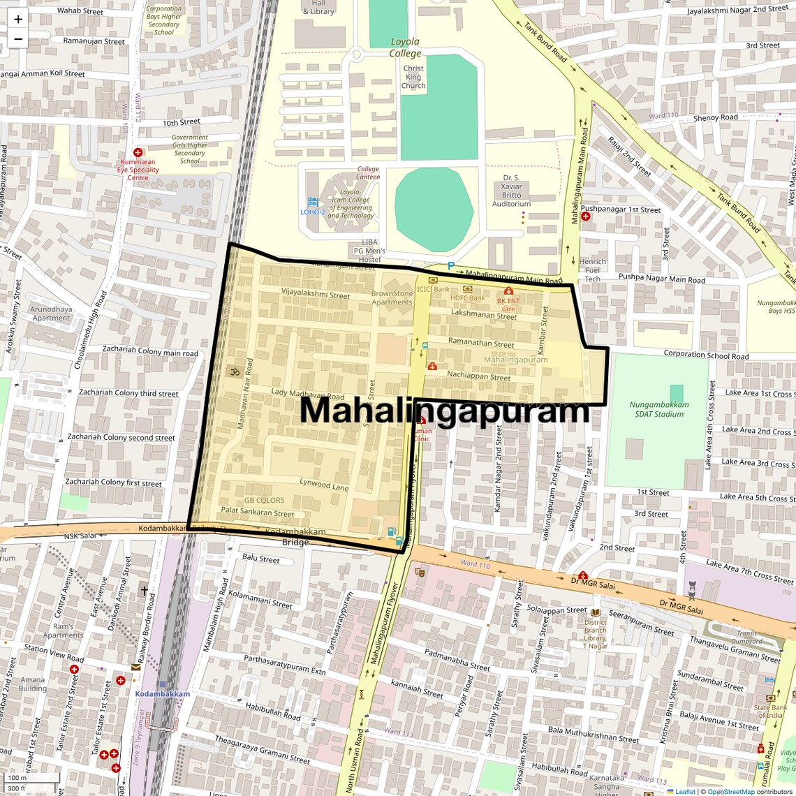 Location Map of Mahalingapuram, Chennai