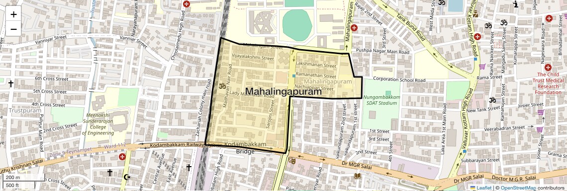 Location Map of Mahalingapuram, Chennai