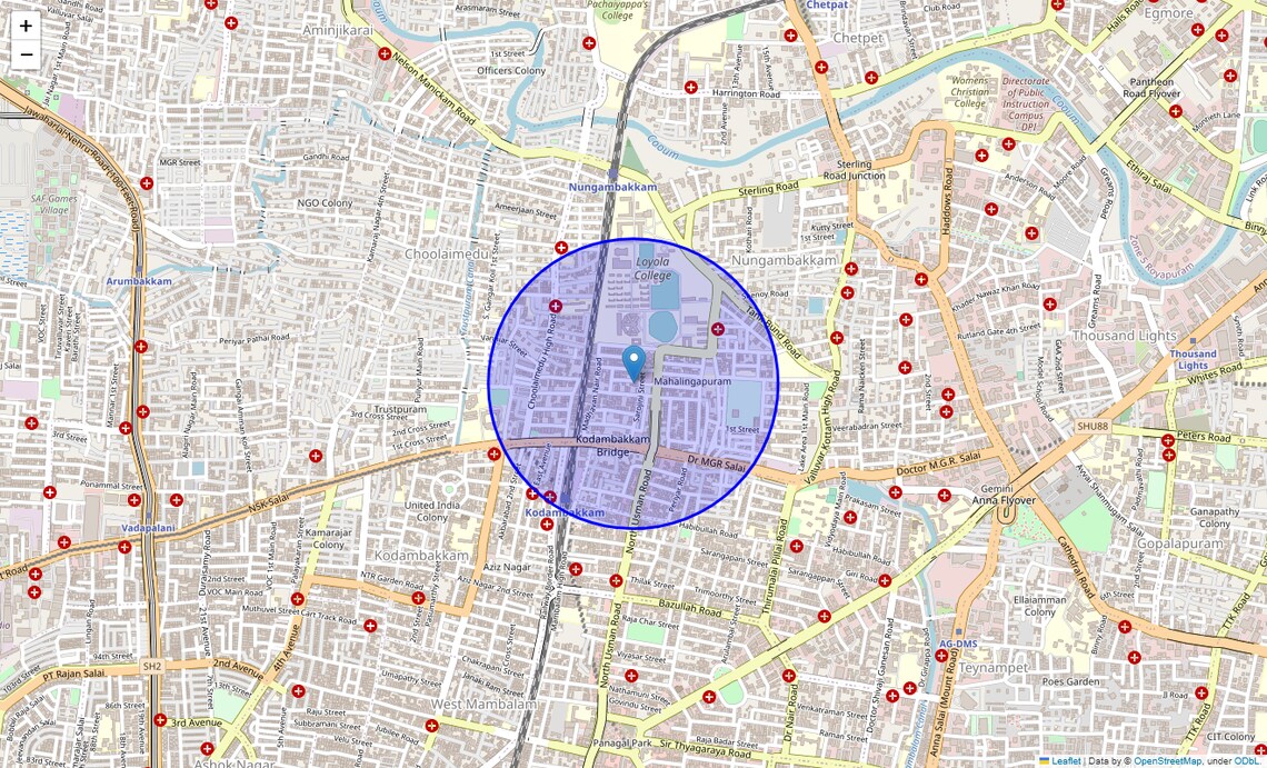 Location Map of Mahalingapuram, Chennai