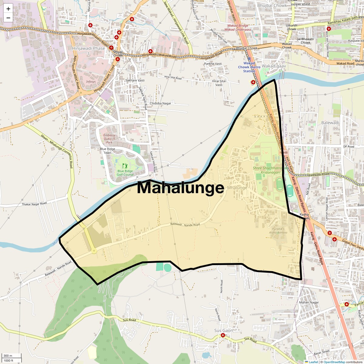 Location Map of Mahalunge, Pune