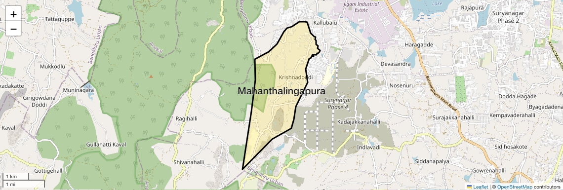 Location Map of Mahanthalingapura, Bangalore