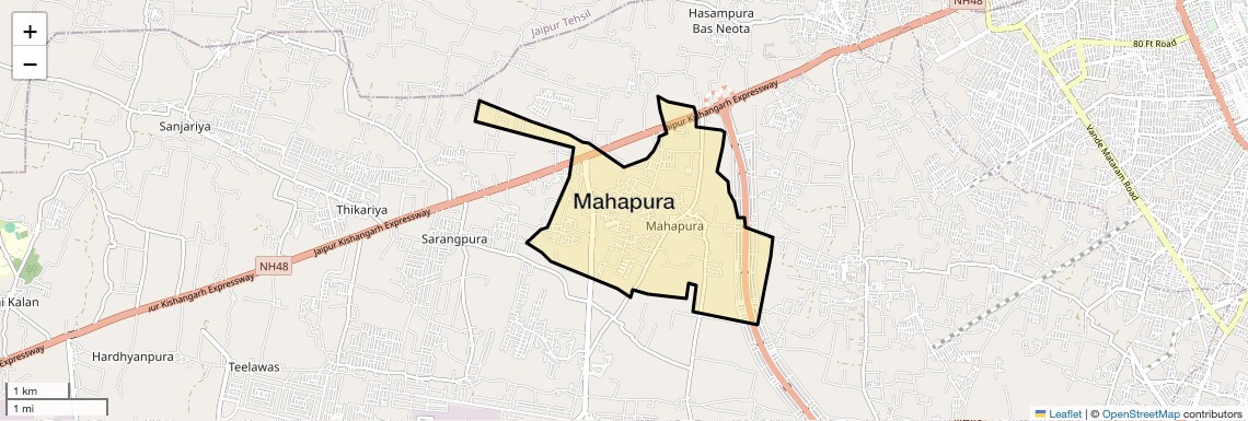 Location Map of Mahapura, Jaipur
