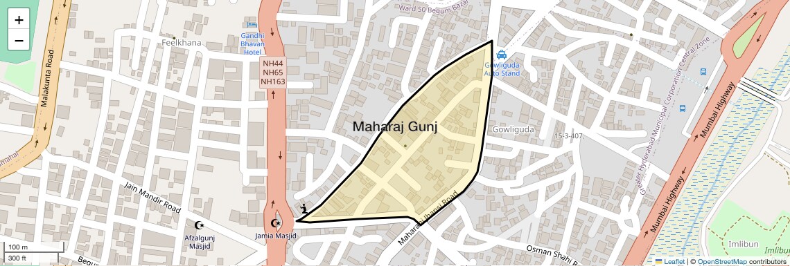 Location Map of Maharaj Gunj, Hyderabad