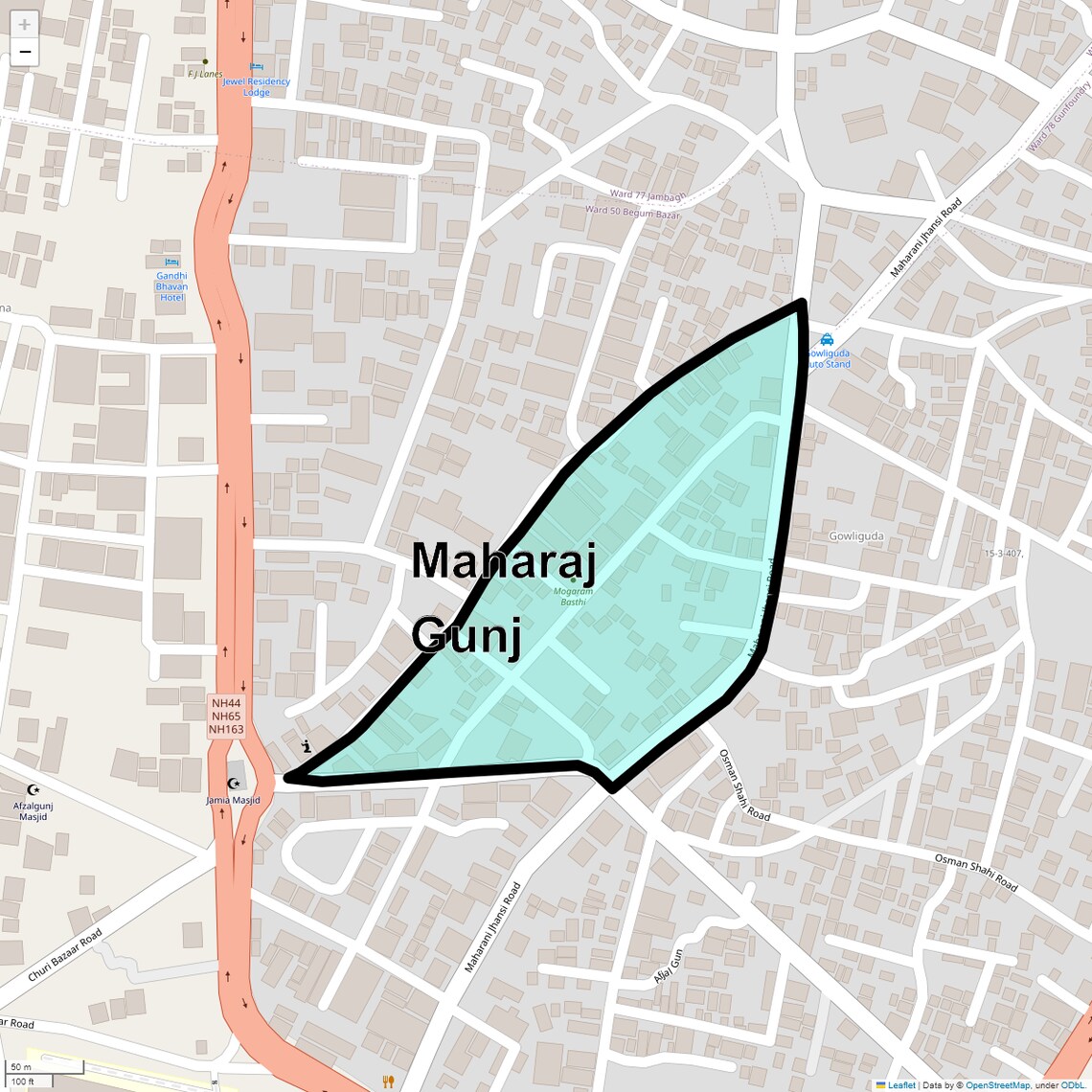 Location Map of Maharaj Gunj, Hyderabad