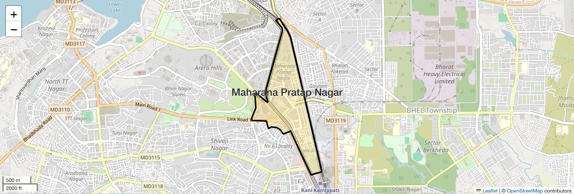 Location Map of Maharana Pratap Nagar, Bhopal
